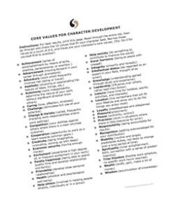 The Character Comma - Character Core Values worksheet thumbnail